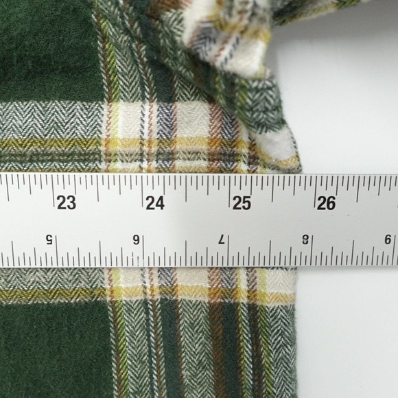 Eddie Bauer Shirt Men's 2XL Green Madras Button-UP Collared Long Sleeve Pockets - Picture 4 of 6